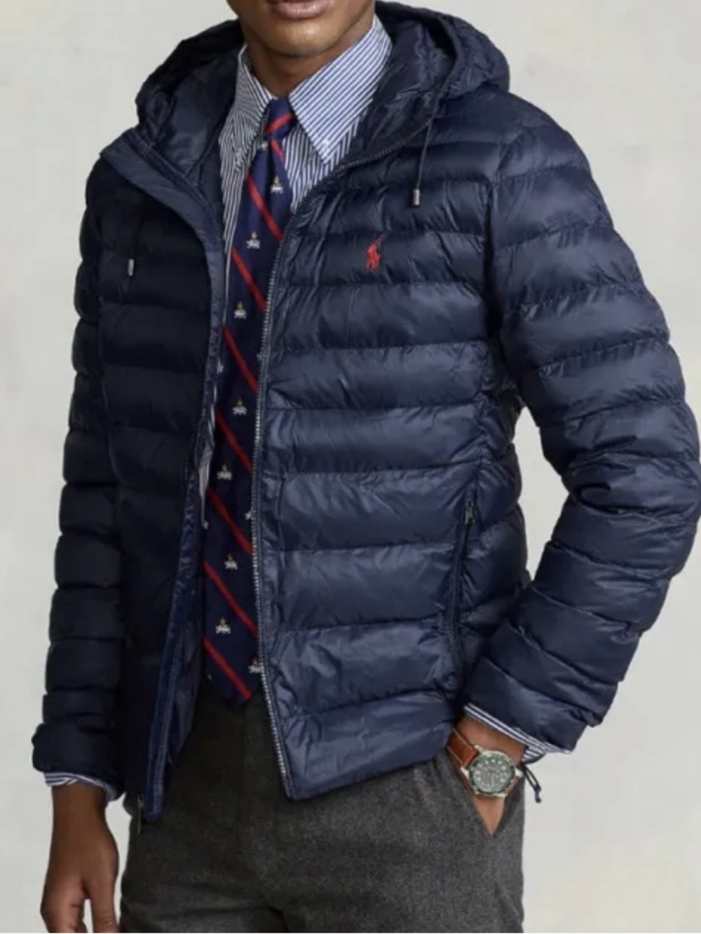 🎉Host Pick🎉Polo Ralph Lauren Men’s Hooded Puffer Navy Blue Jacket Size L